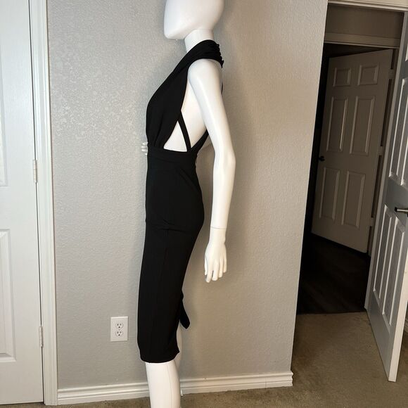 Misha Collection Size XS Helena Midi Halter Dress Black - Picture 6 of 10